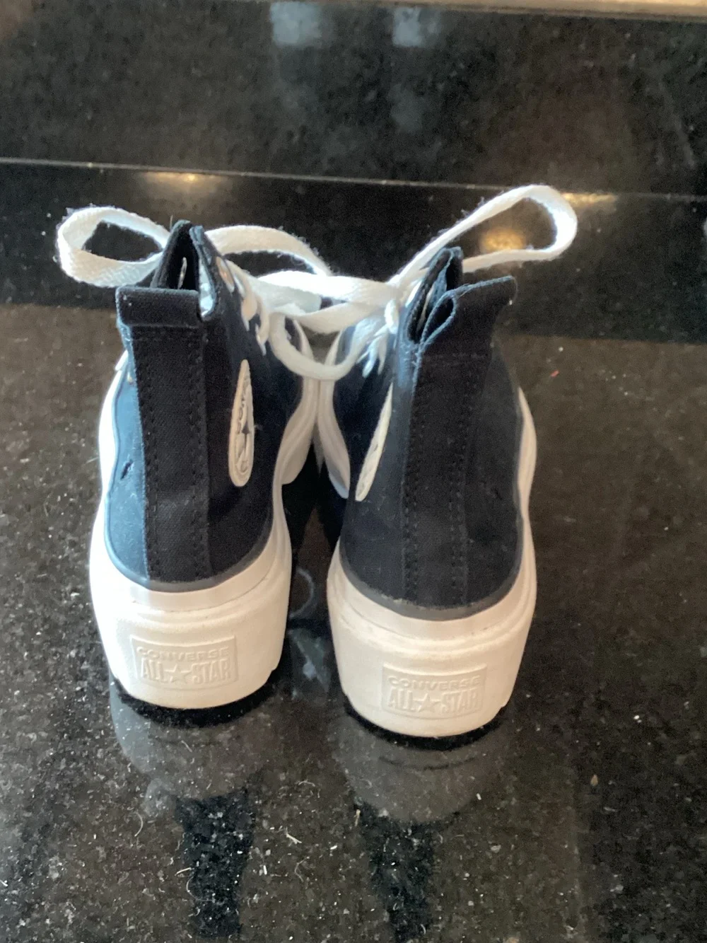 Converse Black Canvas High-Top Platform Sneakers with White Accents